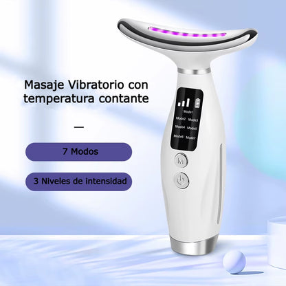 Dispositivo de Masaje facial y Cuello con 7 Modos y 3 Niveles.